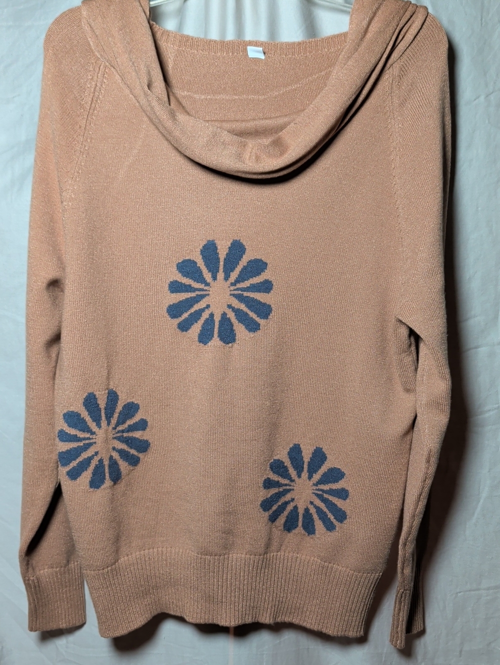 Cowl Neck Floral Knit Sweater in Dusty Rose Cozy Cottage Core Casual Career Wear